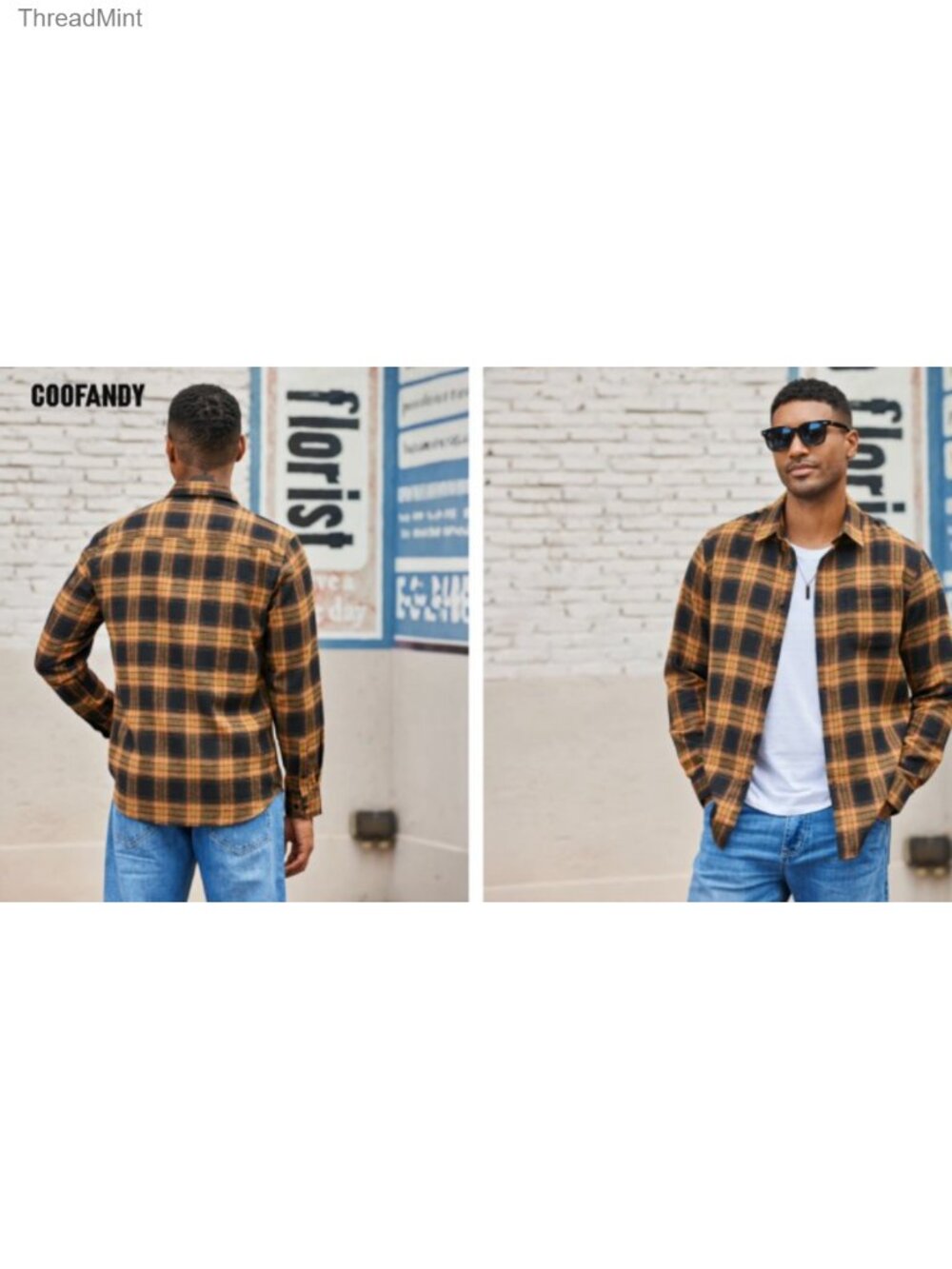 Men's Lightweight Flannel Shirt Long Sleeve Plaid Button Down with Pocket - Picture 6 of 6